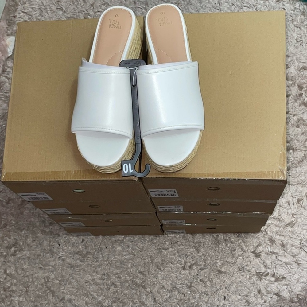 White Platform Slide Sandals Time & Tru